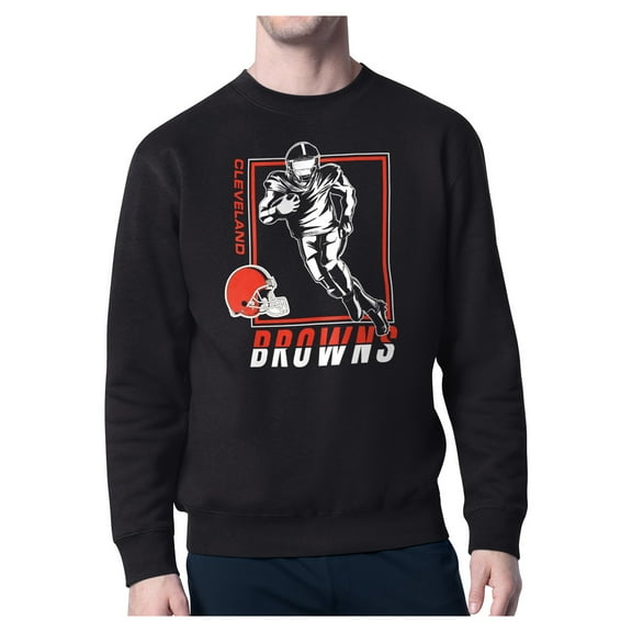 Men's-Starter  Black Cleveland Browns Tri-Blend Pullover Sweatshirt