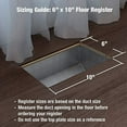 thumbnail image 3 of 6in x 10in Montezuma Style Grey Granite Metal Floor Register - Overall 7 1/4" x 11 1/4", 3 of 3