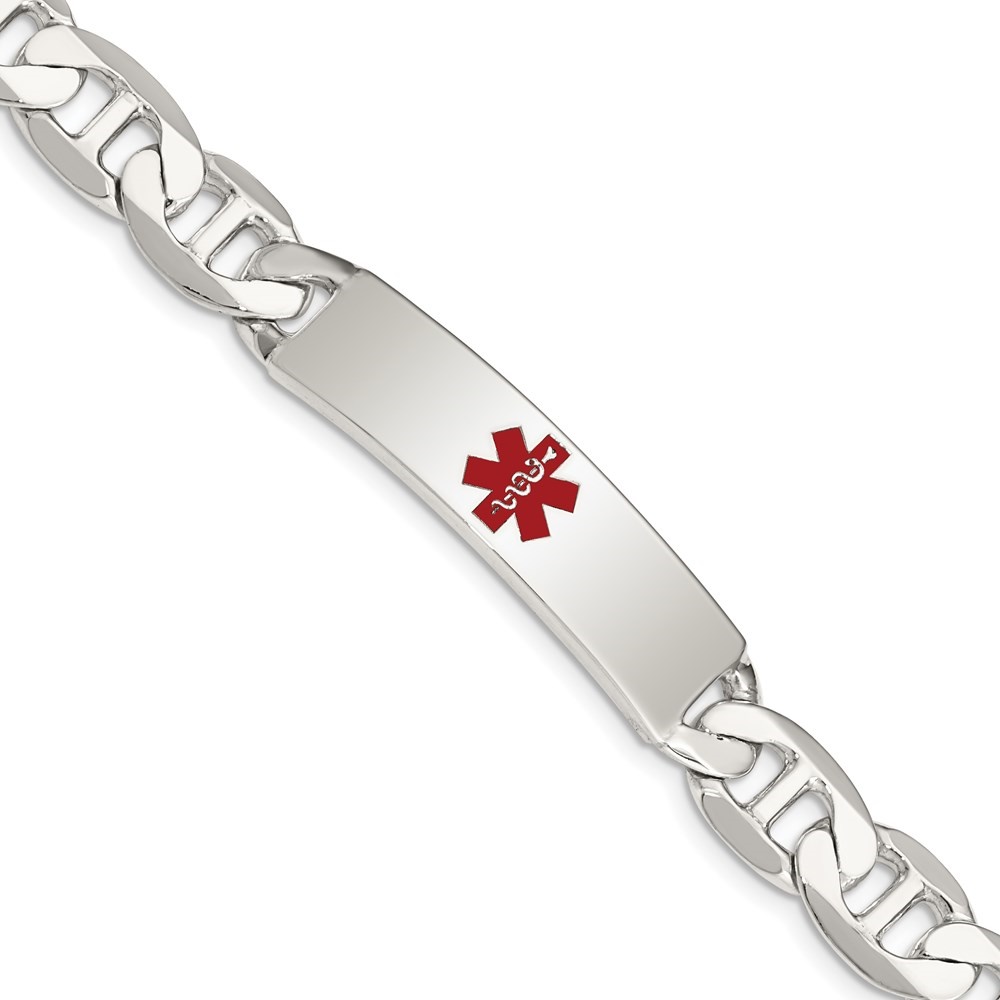 Auriga Fine Jewelry 925 Sterling Silver Anchor Link Id Bracelet 8.5 inch for Women (L- 8.5inch, W- 10mm)
