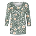 thumbnail image 6 of JTZGDY Boho Floral Tops for Women Plus Size Trendy Fall 3/4 Length Sleeve Crewneck Printed T-Shirts Loose Lightweight Dressy Casual Graphic Tunic Blouse, 6 of 6