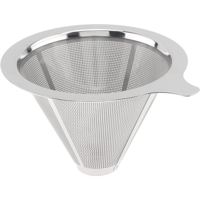 Pour Over Coffee Dripper Stainless Steel, Reusable Paperless Coffee Filter, Reusable Single Cup Metal Cone Coffee Maker (1-2 Cups)