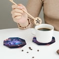 thumbnail image 4 of Bingfone Vintage Book Glowing Mushrooms Leather Drinks Coasters with Set of 6,Suitable for Home Kitchen,Coffee Cup Coasters Home Gift, 4 of 7