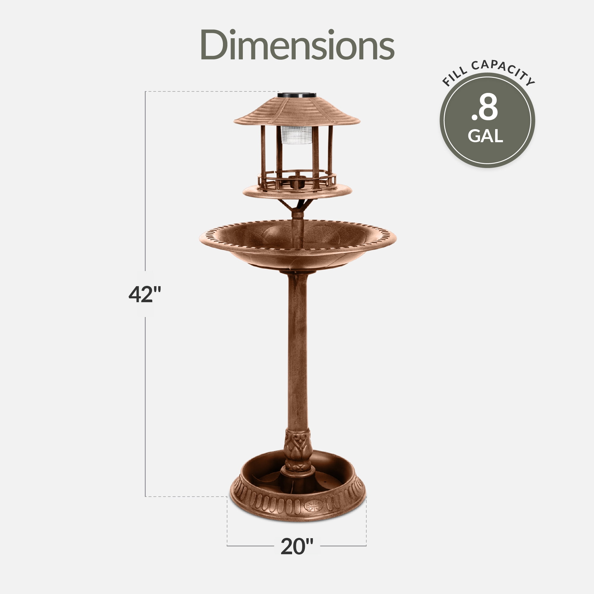 Best Choice Products Solar Outdoor Bird Bath Pedestal Fountain Garden Decoration w/ Fillable Planter Base - Bronze