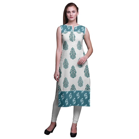 Bimba Sleeveless Kurtis For Women Printed Women Straight Kurta Indian Top X-Small