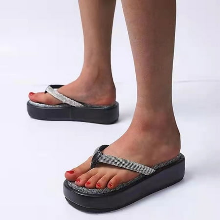 

Sunvit Women s Platform Sandals Casual Summer Slide Sandals #623 Black