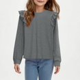 thumbnail image 6 of Tdoqot Girls Cotton T Shirts with Ruffle- Crewneck Casual Long Sleeve Fashion Kids Spring Clothes Tops Gray Size 4-12, 6 of 6