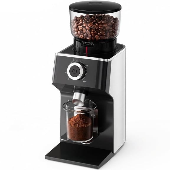 Aeitto Burr Coffee Grinder, Electric Conical Coffee Bean Grinder With 45 Adjustable Grind Settings For 2-12 Cups, Sliver & Black
