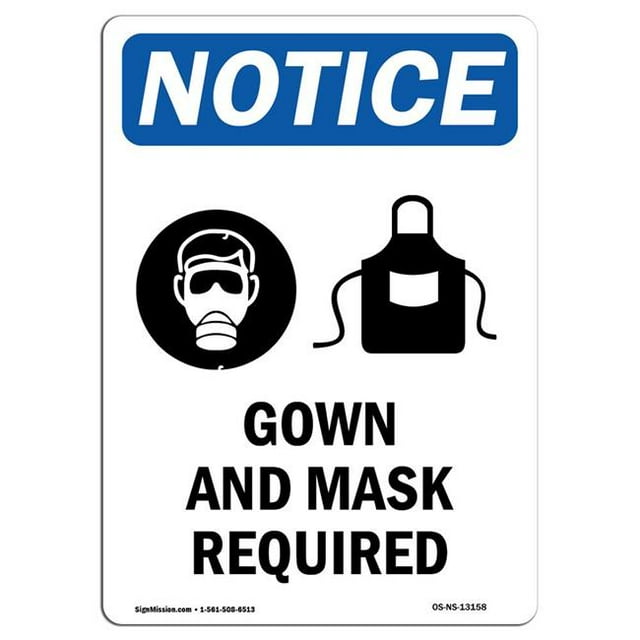 SignMission OS-NS-A-1218-V-13158 12 x 18 Po Panneau d'Avertissement OSHA - Robe et Masque Requis