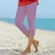 thumbnail image 2 of Leggings capri de compresión de cintura alta para mujer - Pantalones de yoga elásticos con bolsillos, mezcla de poliéster y spandex - Tallas M-XXXXL para hacer ejercicio/verano, 2 of 3