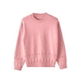 thumbnail image 6 of ManxiVoo Women's Round Neck Knit Sweater with Floral Crochet Design Vintage Style Pullover Top L Size Pink, 6 of 9