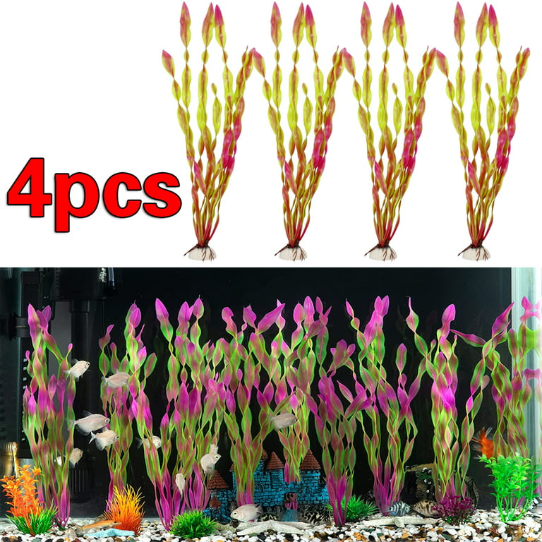 Danlai-4 Pcs Artificial Seaweed Water Plants for Aquarium Decor,Used for  Household and Office Aquarium Simulation Plastic Seaweed Water Plants Decorations  Plastic Fish Tank Plant Decor 
