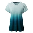 thumbnail image 5 of Outfmvch Shirts for Women Hawaiian Shirts for Women Tops Gradient Printed Short Sleeve V Neck Tee T Shirt Printed Side Split Tunic Summer Tops for Women 2023 Trendy Green XXL, 5 of 8