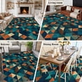 thumbnail image 6 of 5x8 Washable Area Rug, Abstract Check Texture Non-Slip Large Rectangle Rug for Living Room Dining Room, Orange Green Blue Check Indoor Floor Mat for Home Decor, 6 of 9