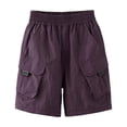 thumbnail image 2 of Kids Yoga Shorts Boys outdoor Cargo Shorts Summer Elastic Waist Casual Solid Color baggy Bermuda Shorts Kids Vacation Travel Short pants Purple 2-3Y, 2 of 6