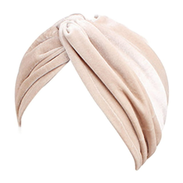 Envoltura de pelo plisada con torsión, sombrero musulmán, gorro elástico de moda para la pérdida de cabello, doble capa, color brillante, envoltura - beige Baoblaze Gorro turbante plisado