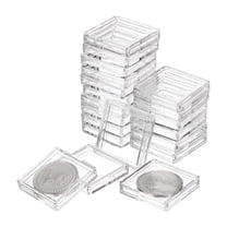 Uxcell 20 Pcs 25mm Silver Dollar Coin Holders Plastic Coin Covers Acrylic Clear Square Coin Collection Supplies