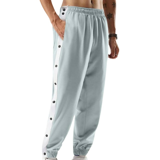 Wassery Men's Tear Away Basketball Pants High Split Snap Button Casual