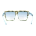 thumbnail image 3 of Womens Oversize Rhinestone Flat Top Showy Diva Sunglasses Blue, 3 of 4