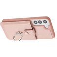 thumbnail image 4 of Compatible with Samsung Galaxy S22 Wallet Phone Case,360°Rotation Finger Ring Holder Kickstand,with Card Holder,Lychee Pattern PU Leather Durable Shockproof Rugged Phone Case,Rosegold, 4 of 12