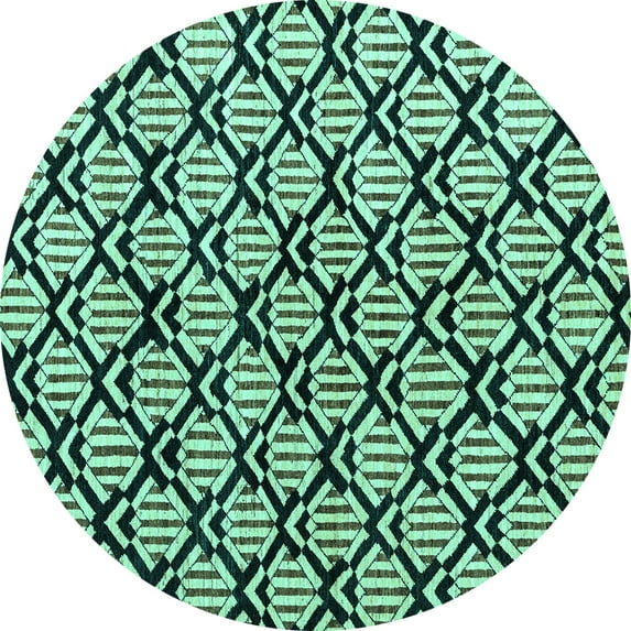 Ahgly Company Indoor Round Abstract Turquoise Blue Modern Area Rugs, 6' Round