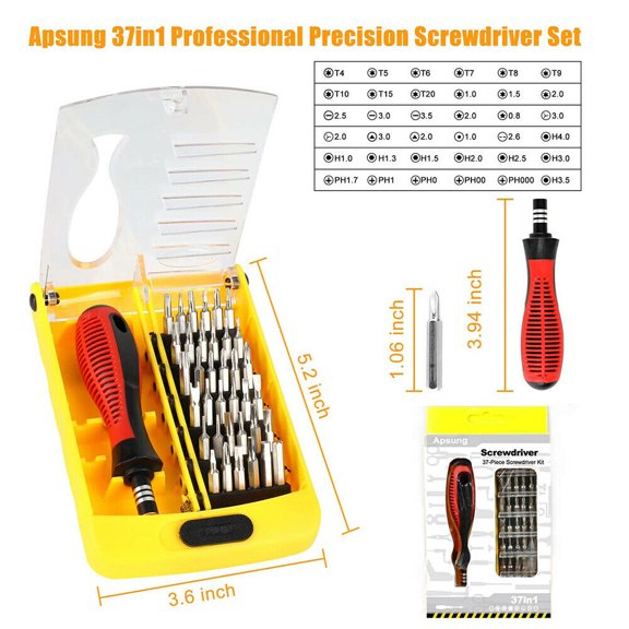 37 in 1 Magnetic Precision Screwdriver Set with Slotted Phillips Repair Tool Kit