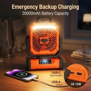 WLRETMCI Portable Camping Fan Rechargeable Battery Operated Fan with Light and Mist 20000mAh Outdoor Fan for Tent Travel Emergency