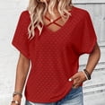 thumbnail image 5 of Giftesty Blouses for Women Dressy Casual Women's Fashion Solid Color Short-sleeved V-neck Loose Casual Tops, 5 of 8