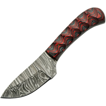 SZCO DM-1377RD 3 Damascus Blade Black/Red Wood Handle Fixed Knife