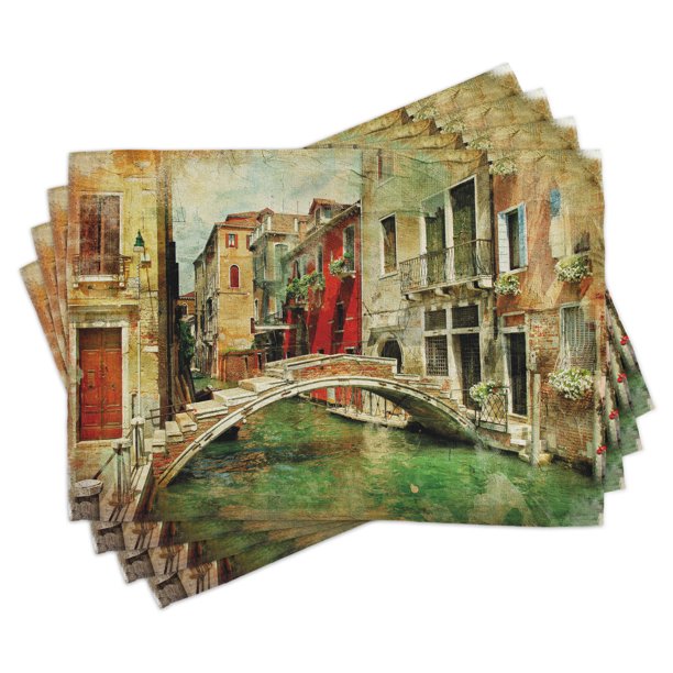 Venice Placemats Set of 4 Vintage Artwork Painting Style Historic