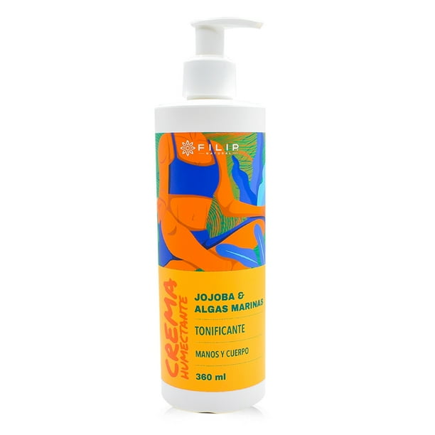 FILIP NATURAL, Crema Humectante De Jojoba Y Algas Marinas, Auxiliar En Pieles Secas, Prevención De La Aparición De Estrías, Estimula La Circulación Linfática, Suaviza Y Tonifica La Piel, 360ml.