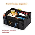 thumbnail image 4 of Car Trunk Organizer, Foldable Car Storage Organizer Bin with 3 Main Compartments & 6 Pockets, 600D Collapsible Trunk Storage Organizer Box with Handle for SUV Auto Truck Van Grocery, Black, 4 of 12