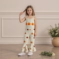 thumbnail image 5 of Jxzom Baby Girl Halloween Outfit Pumpkin Ribbed Toddler Romper Overalls Jumpsuit Spaghetti Strap Pumpkin Bell Bottoms Outfits, 5 of 9