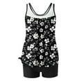 thumbnail image 3 of successthop Womens Tankini Swimsuits with Shorts Black Two Piece Bathing Suits Boyshorts Tank Floral Swimwear Beachwear L, 3 of 5