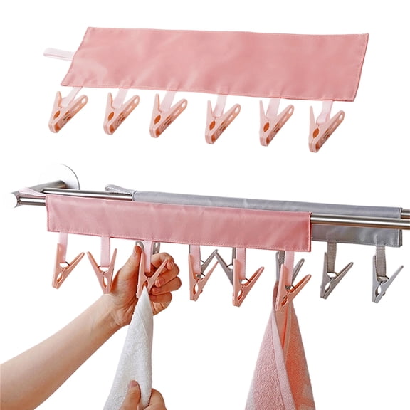 Clothes Hangers, Foldable Hangers with 6 Windproof Clips, Portable Folding Travel Hangers