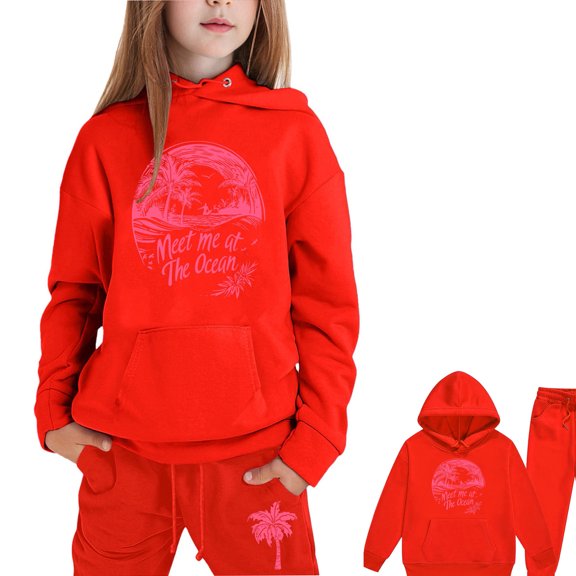 LIUYUNNN Toddler Boys Girls Active Sweatsuit 2PC Long Sleeve Pullover Red Heart Hoodie Sweatshirt Leggings Pants Winter Clothes Toddler 1-2 Yeats Boys Clothes Boys Girls Autumn and Winter Outfits
