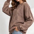 thumbnail image 4 of Lmnyox Sweatshirts for Women Vintage Loose Solid Color Crew Neck Pullover Casual Long Sleeve Tops, 4 of 7