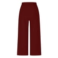 thumbnail image 7 of Cagogo Women Wide Leg High Waisted Pants Casual Loose Long Trousers with Pockets Solid Flowy Beach Vacation Lounge Wear, Wine M, 7 of 7