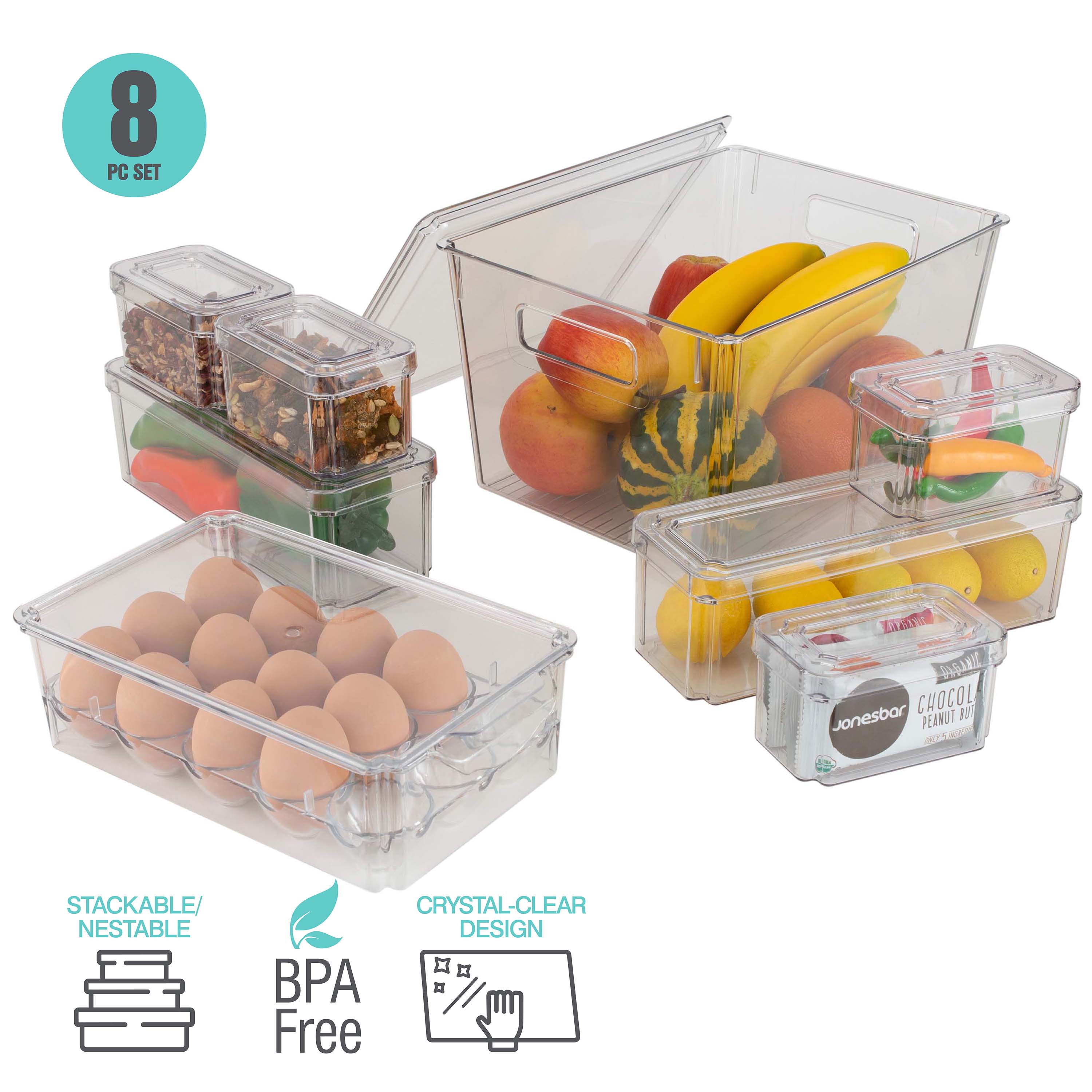 Kitchen Details Set of 8 Clear Refrigerator Organizers