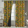 thumbnail image 4 of Vargottam Printed Blackout Curtains - Yellow Floral Design, Set of 2 Panels, 52 x 63 Inches - Room Darkening, Thermal Insulated Window/Door Drapes with Grommets, 4 of 9