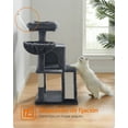 thumbnail image 5 of Feandrea Cat Tree, Small Cat Tower with Widened Perch for Large Cats Indoor, Kittens, 37.8-inch Multi-Level  Condo, Scratching Posts and Ramp, 2-Door Cat Cave, Cat Basket, Smoky Gray, 5 of 5