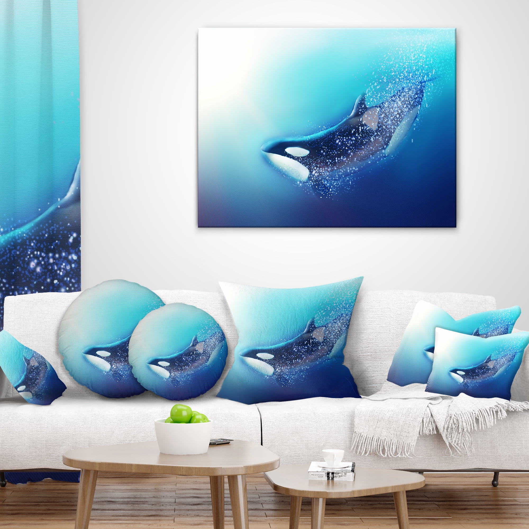 Designart Killer Whale and Sea - Animal Throw Pillow - 18x18