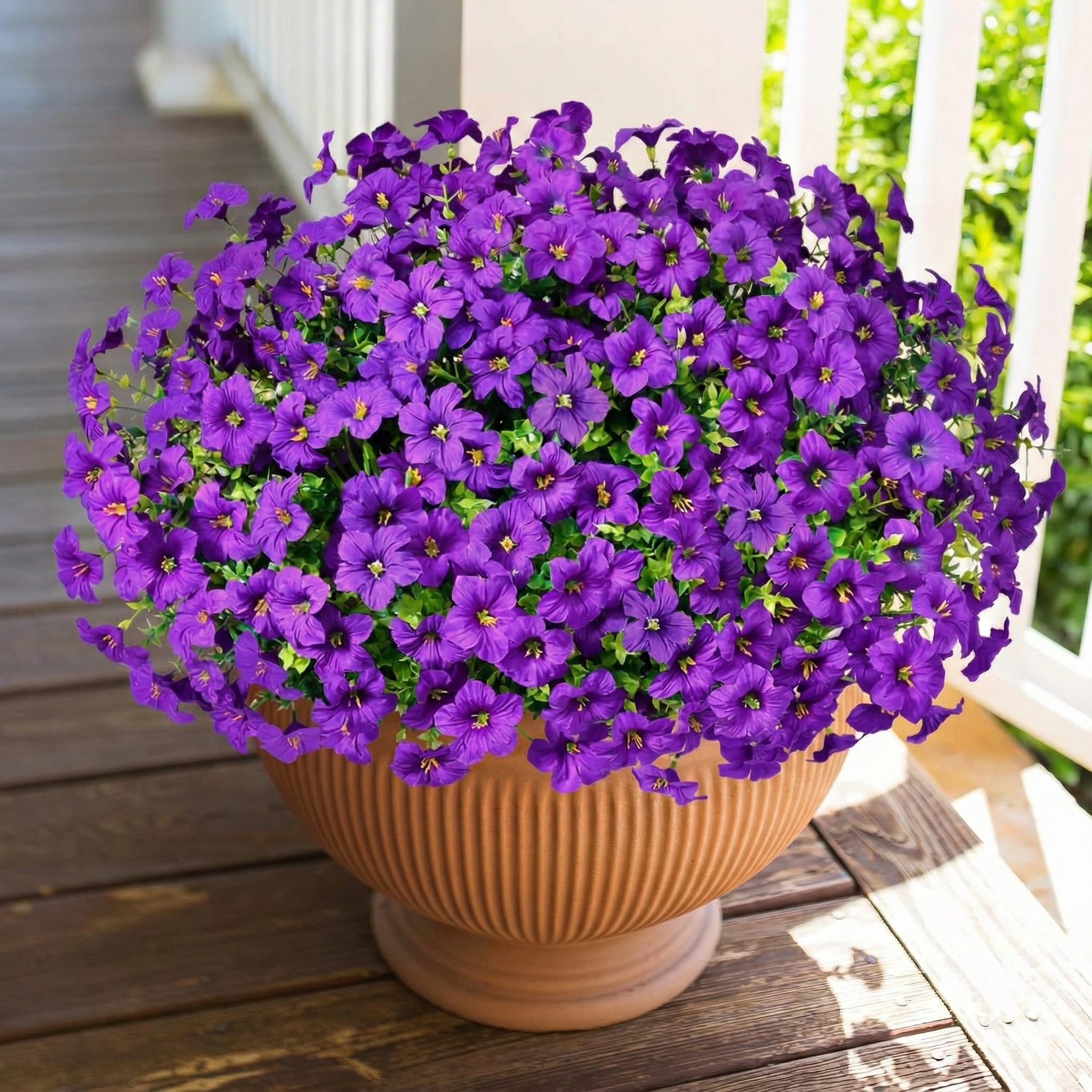 Waipfaru Artificial Flowers for Outdoors Fake Plants Outside Decoration, 24 Bundles UV Resistant Silk Morning Glory,Realistic Faux Flowers for Planter Porch Patio Yard Decor