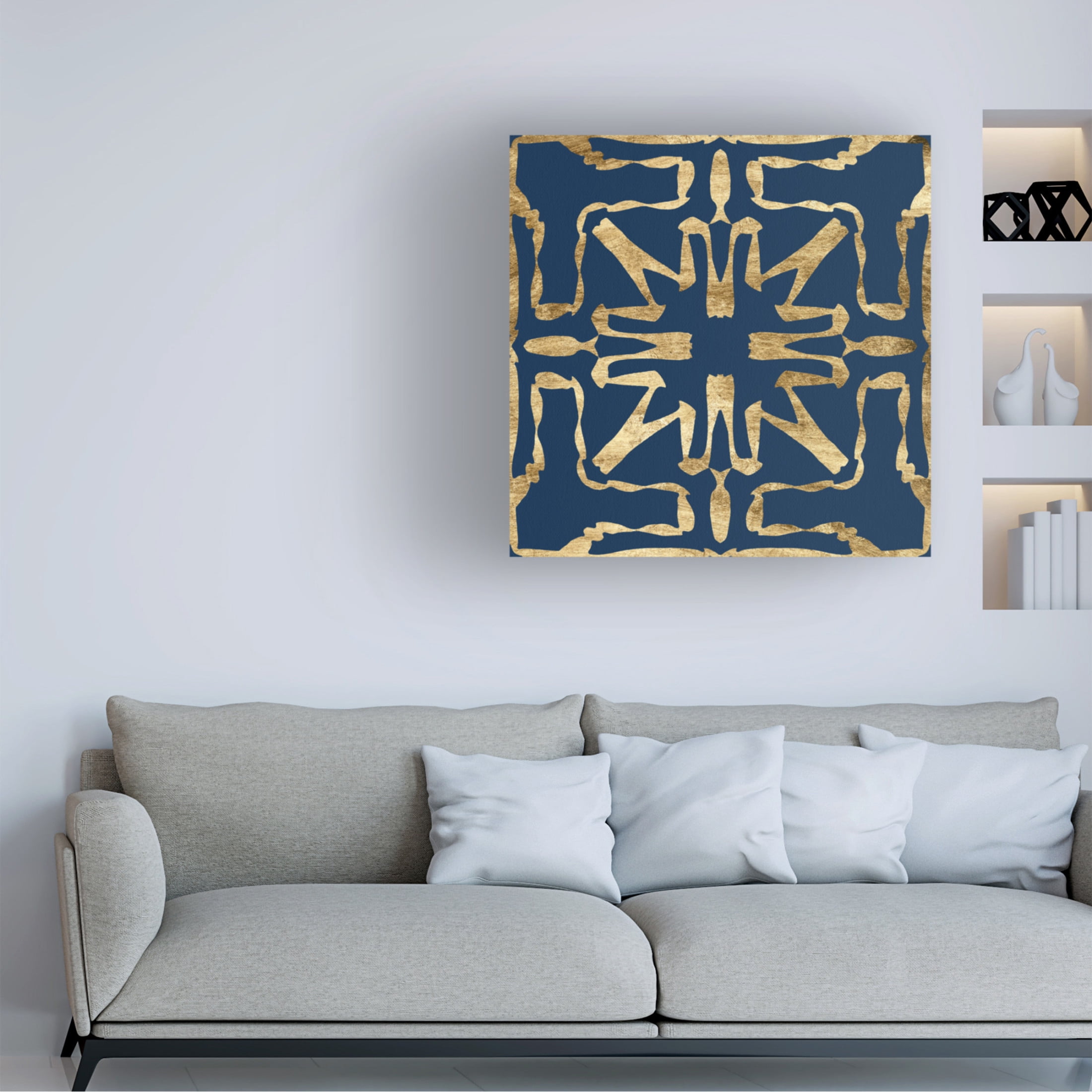 Trademark Fine Art Alonzo Saunders  Motif on Blue VII Canvas Wall Art