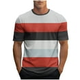 thumbnail image 1 of WRKEKC Chemises à Manches Courtes pour Hommes Mode Décontractée Imprimé Rayé T-Shirt Athlétique Manches Courtes Col Rond Haut Graphique Confortable, 1 of 5