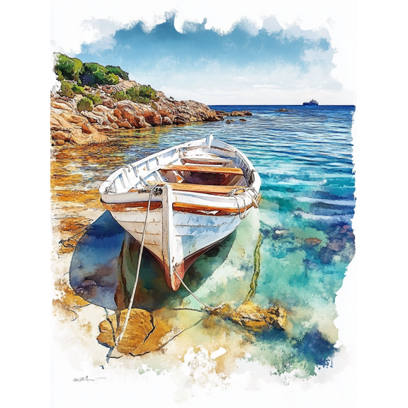 Coastal Rowboat Canvas Print/Wall Art， Perfect for Living Room， Bedroom， Bathroom， Office， and Kitchen Decoration