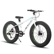 Hiland Fat Tire Bike, Shimano 7-Speed, Dual-Disc Brakes, 26 inch Trail Mountain Bike, White