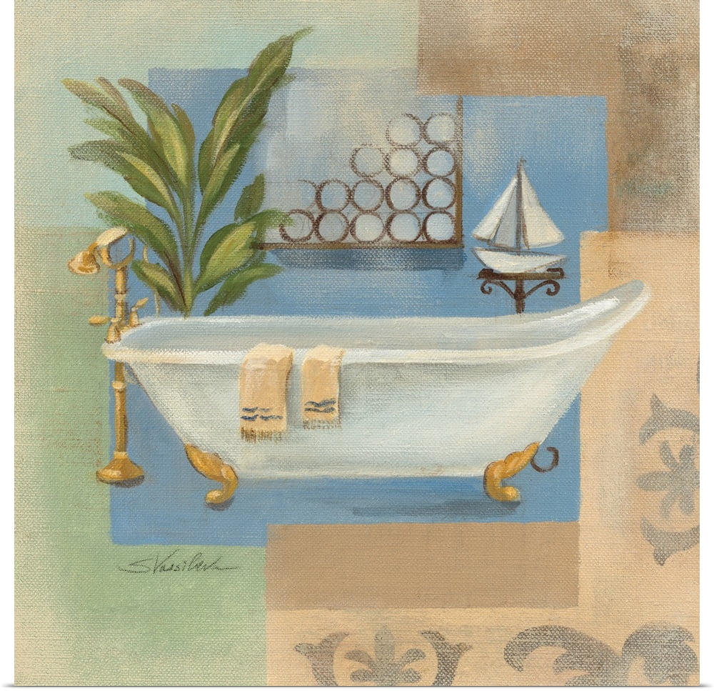 Great BIG Canvas "Coastal Bathtub I" Art Print