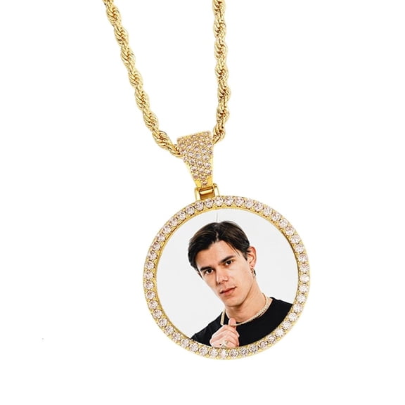 Lerpwige Picture Pendant Necklace Personalised Women Men Copper Jewelry For Him Her