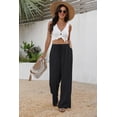 thumbnail image 4 of BAKREP Wide Leg Pants for Women Flowy Palazzo Drawstring Elastic Waist Trousers with Pockets Summer Beach Vacation Clothes Flowy Pants Drawstring Loose Lightweight Pants, 4 of 11