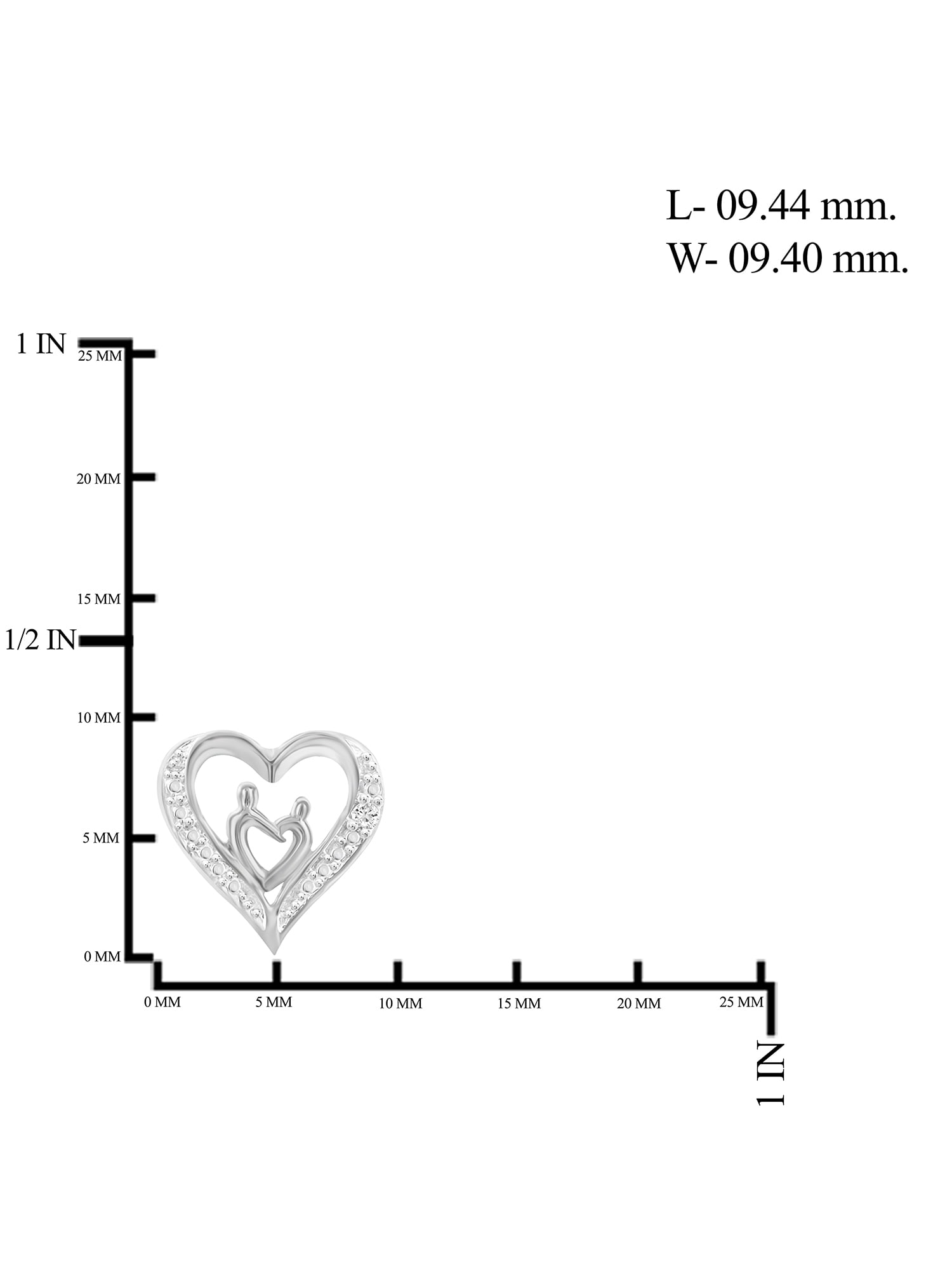 White Diamond Accent Sterling Silver Mother and Child Heart Stud Earrings